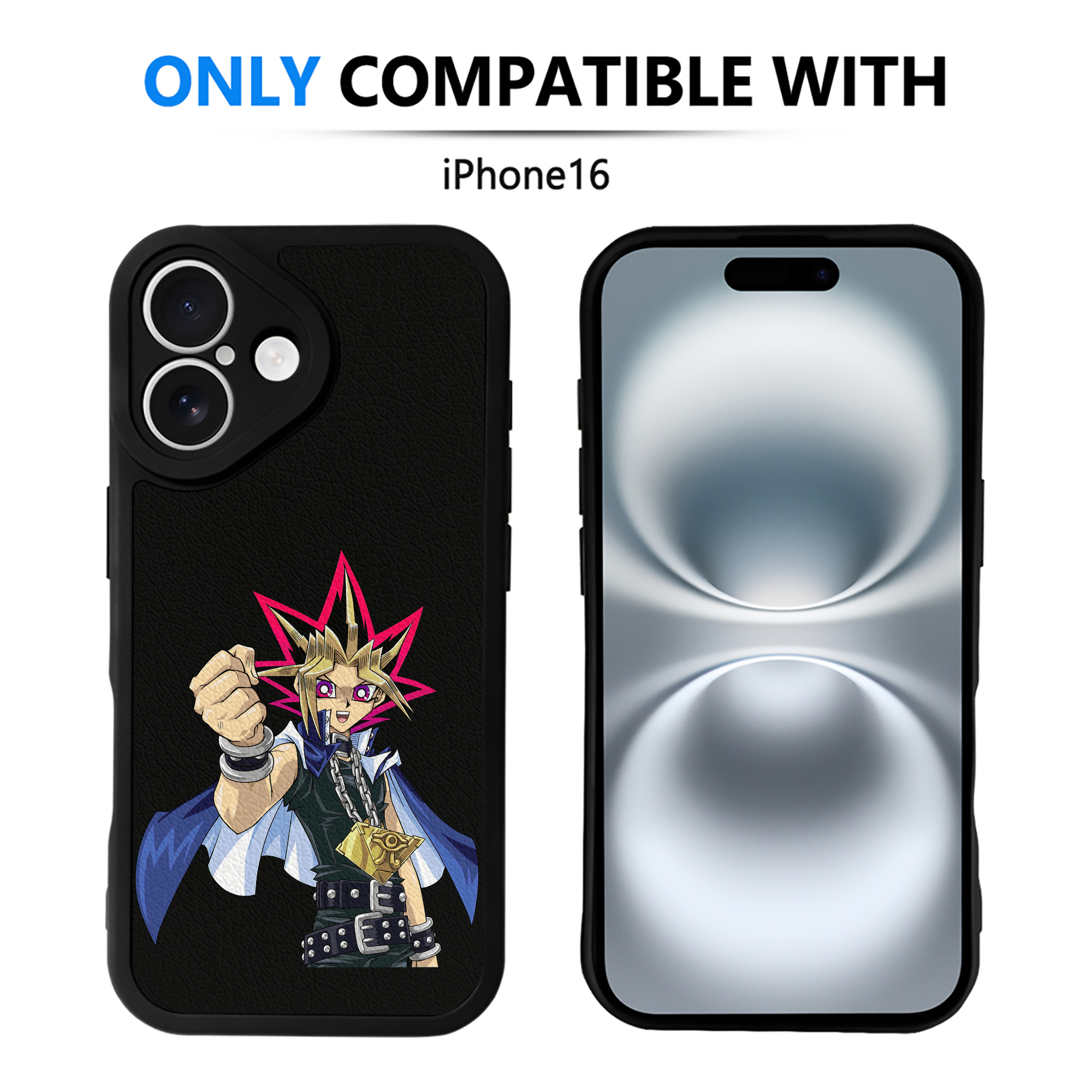 （画像用） 遊☆戯☆王 Yu-Gi-Oh! 【iPhone 16シリーズ対応】シリコンスマホケース（レザー調） 材質：シリコン